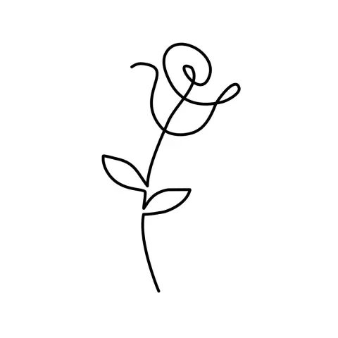 stylized minimalistic rose tattoo line art
