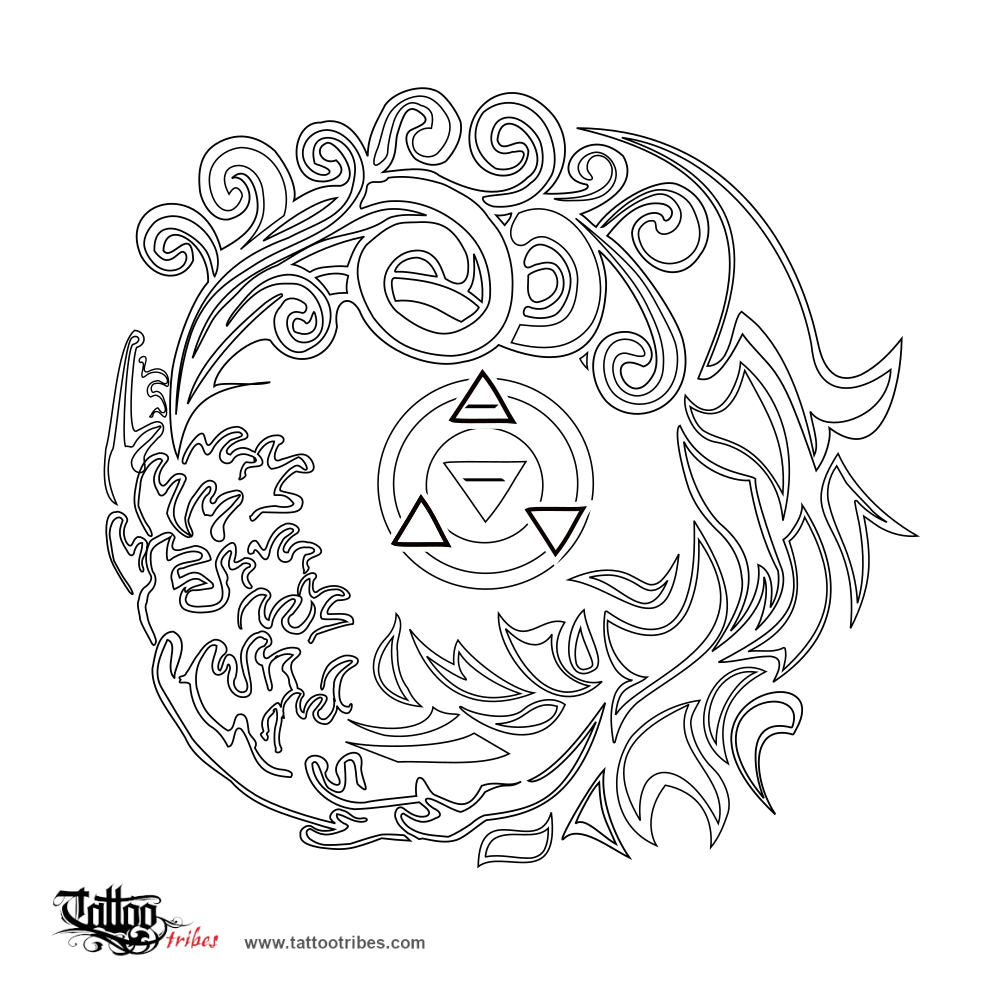 Stencil outline of Four Elements, Balance, equilibrium