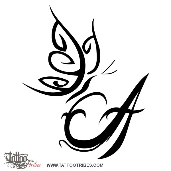 Tattoo image of Butterfly on A, Transformation, freedom