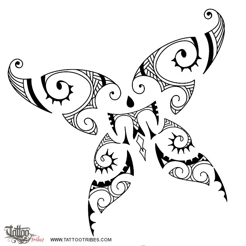 Tattoo image of Maori style butterfly 1, Maori series - AIR
