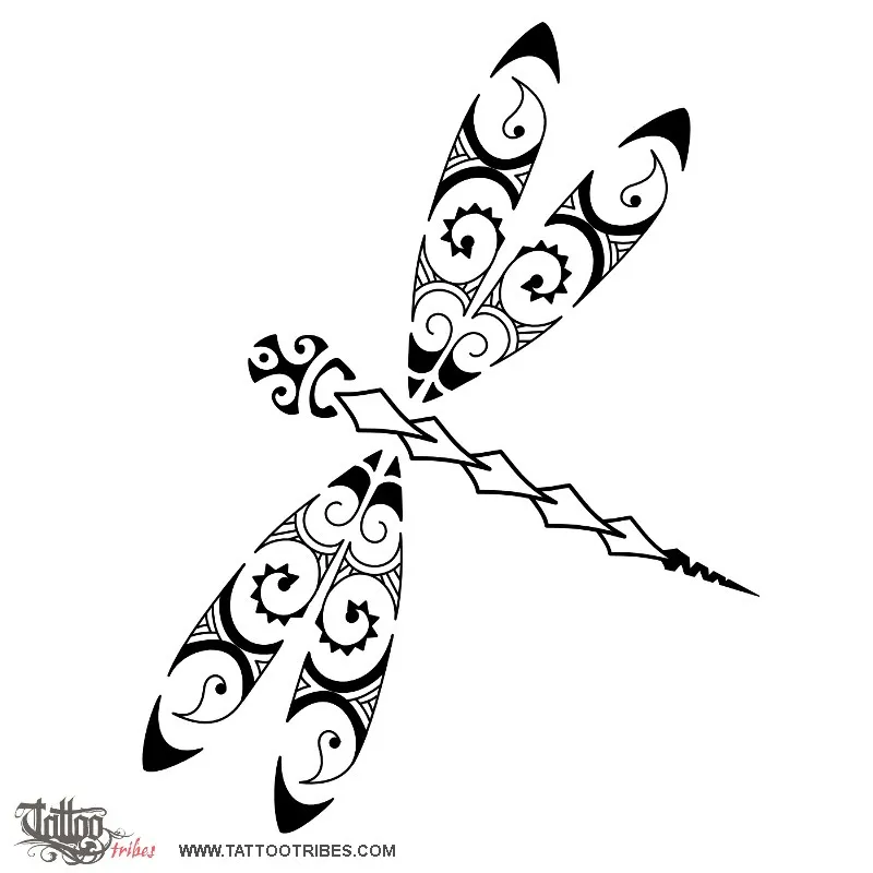 Tattoo image of Maori style dragonfly, Maori series: AIR