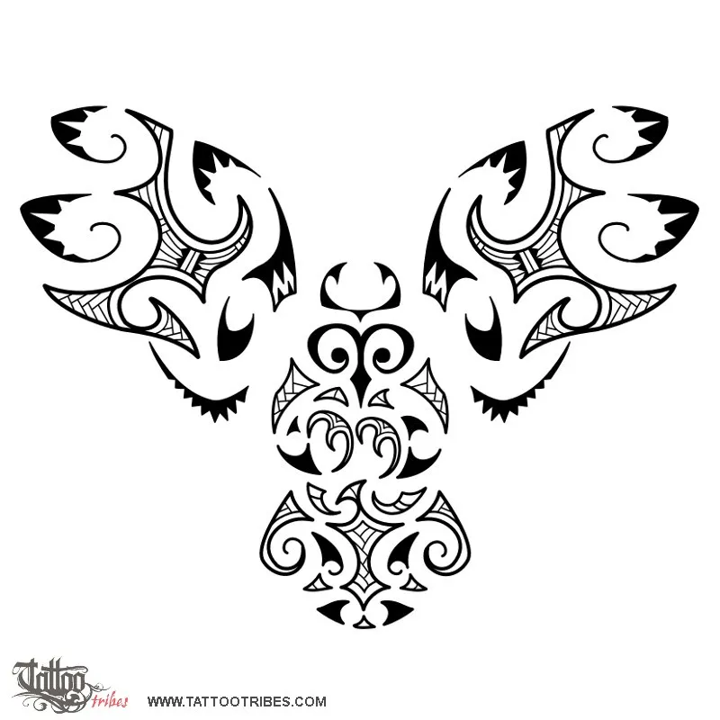 Tattoo image of Maori style owl, Maori series - AIR