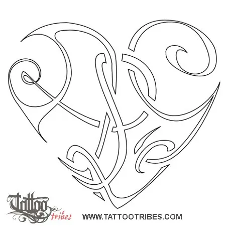 Stencil outline of A+L+G heart, Union, affection