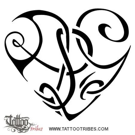 Tattoo image of A+L+G heart, Union, affection