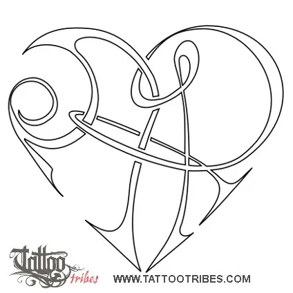 Stencil outline of Double A+R heart, Union, bond
