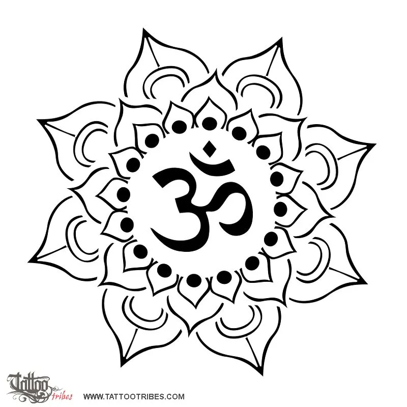 Tattoo image of Lotus and AUM, Perfection, awareness