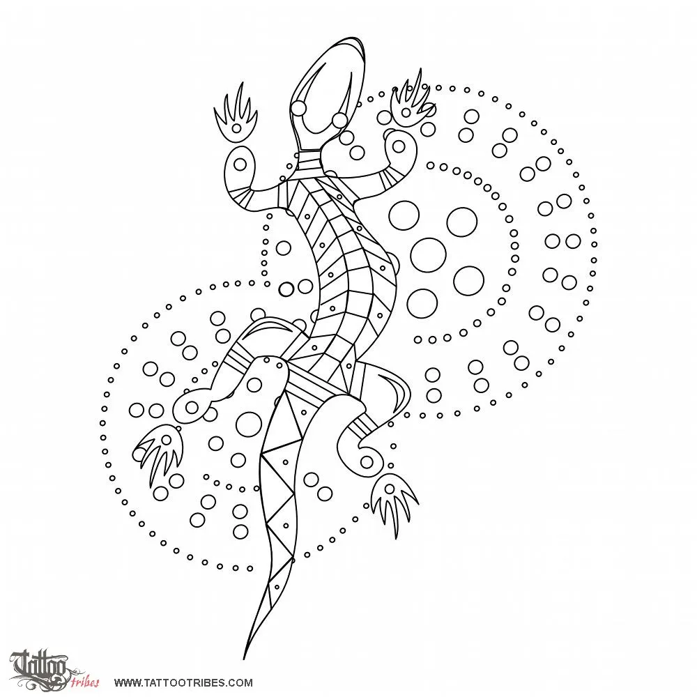 Stencil outline of Aboriginal gecko, Protection
