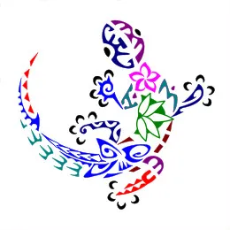 Polynesian gecko tattoo for calf
