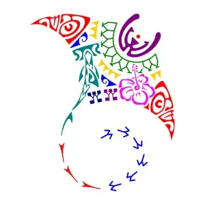 Feminine Polynesian manta tattoo for the
back