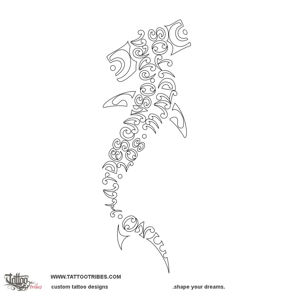Stencil outline of Maorigram shark, No hay descanso