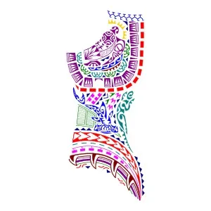Polynesian pec and torso male tattoo