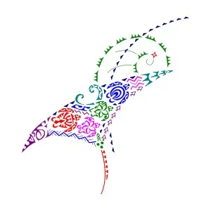 Polynesian feminine manta tattoo for the
back