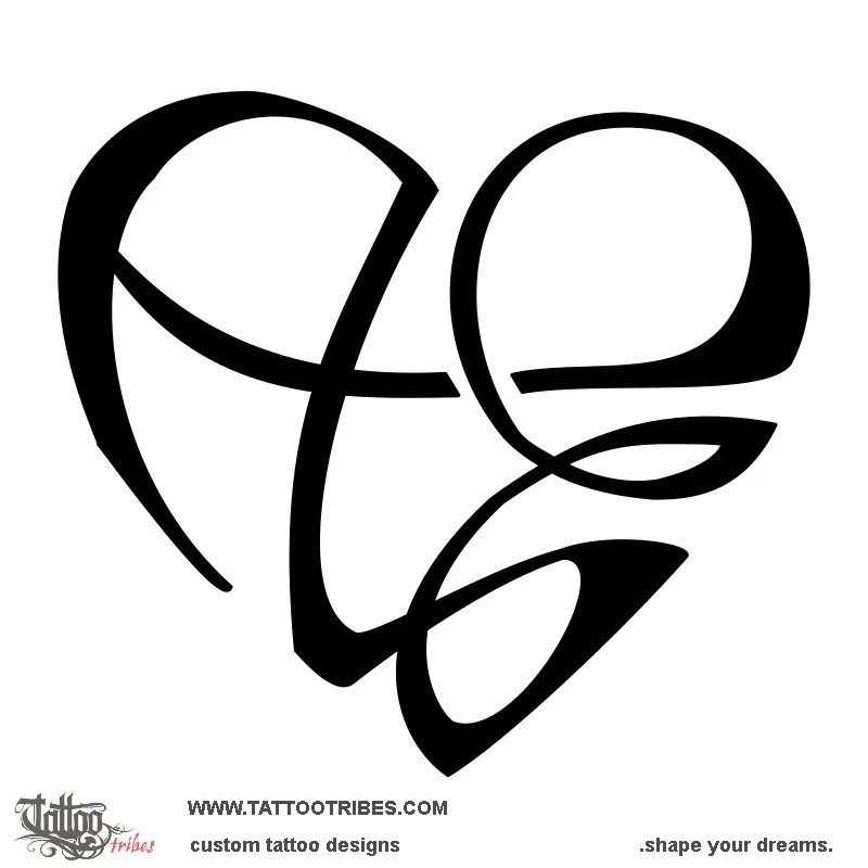 Tattoo image of A+E heart, Passion