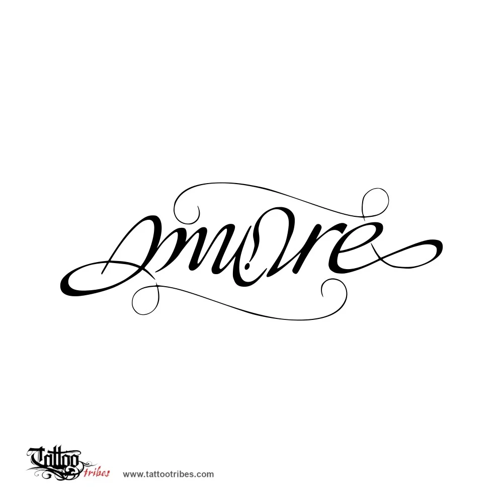 Tattoo image of Amore & anima, Love and soul ambigram