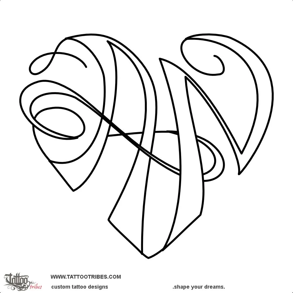 Stencil outline of A+N heart, Eternity