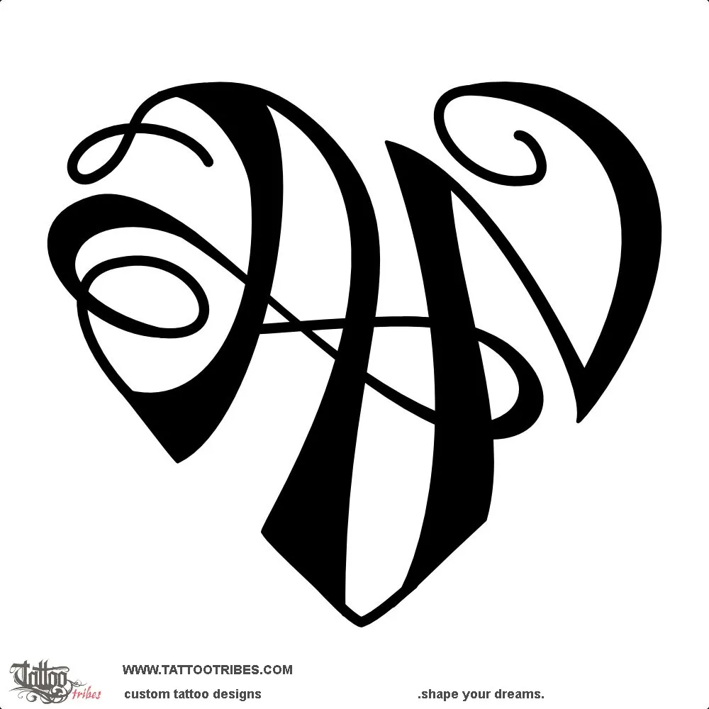 Tattoo image of A+N heart, Eternity