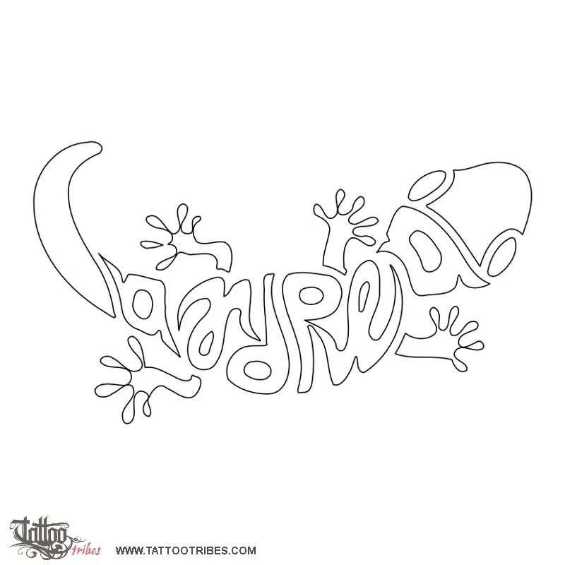 Stencil outline of Andrea, Gecko ambigram
