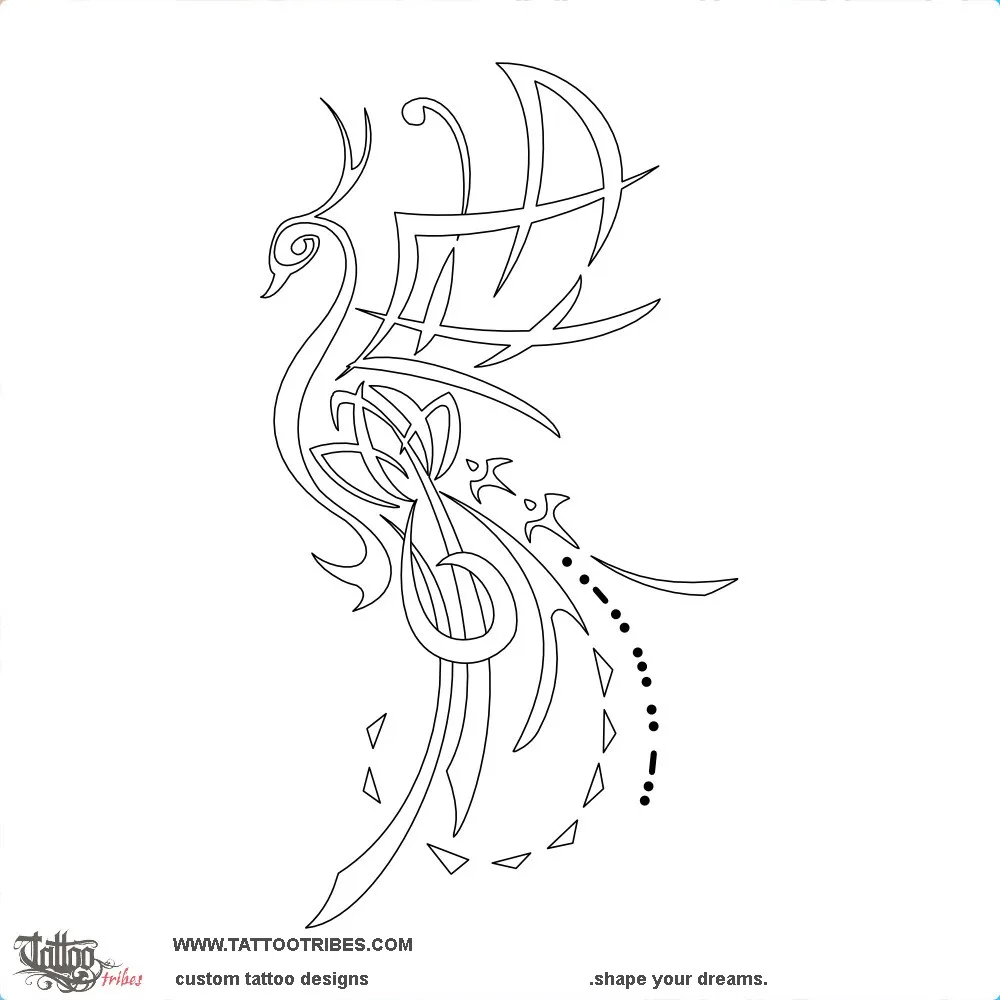 Stencil outline of E+H+A Phoenix, Rebirth