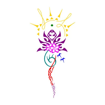 Polynesian lotus family tattoo