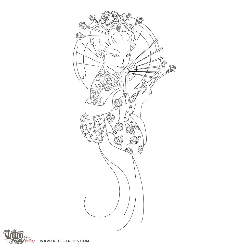 Stencil outline of Geisha, Perfection