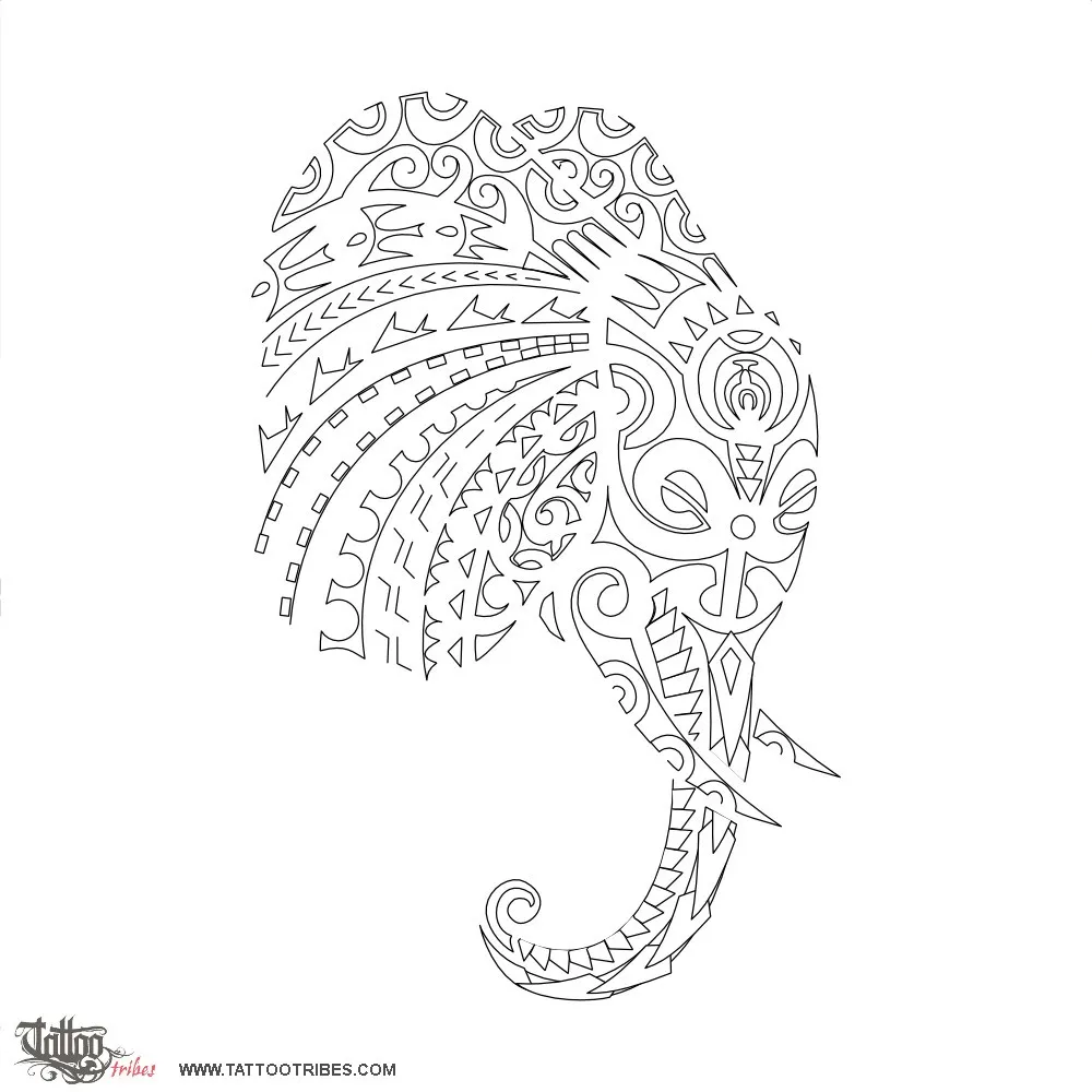 Stencil outline of Elephant, Prosperity