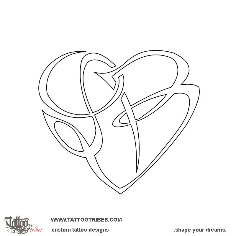 Stencil outline of Heartigram B+L, Union