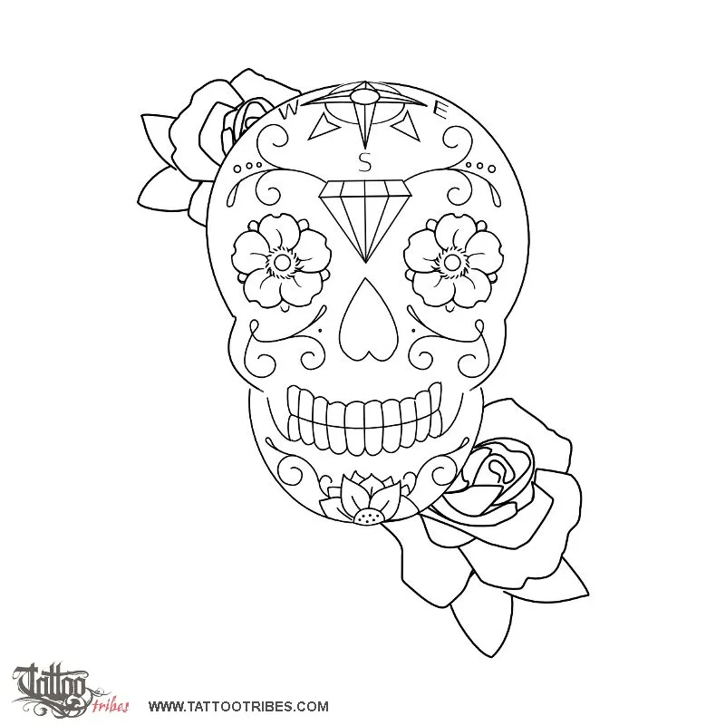 Stencil outline of Calavera, Sugar skull