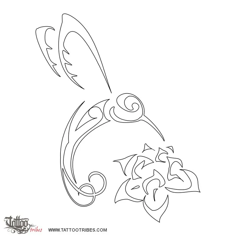 Stencil outline of Carpe diem, Humming bird