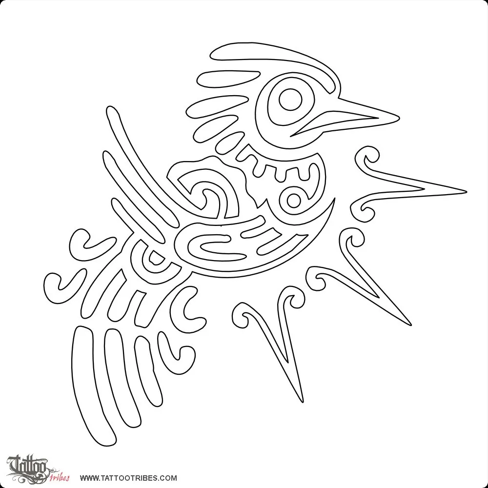 Stencil outline of Mayan bird, Freedom