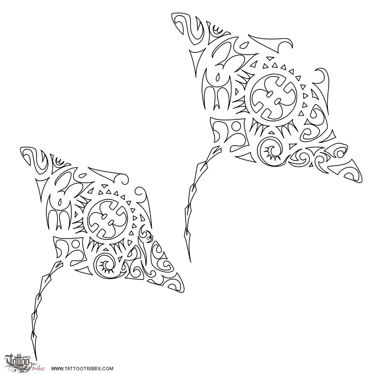 Stencil outline of Coupled mantas, Married, wed
