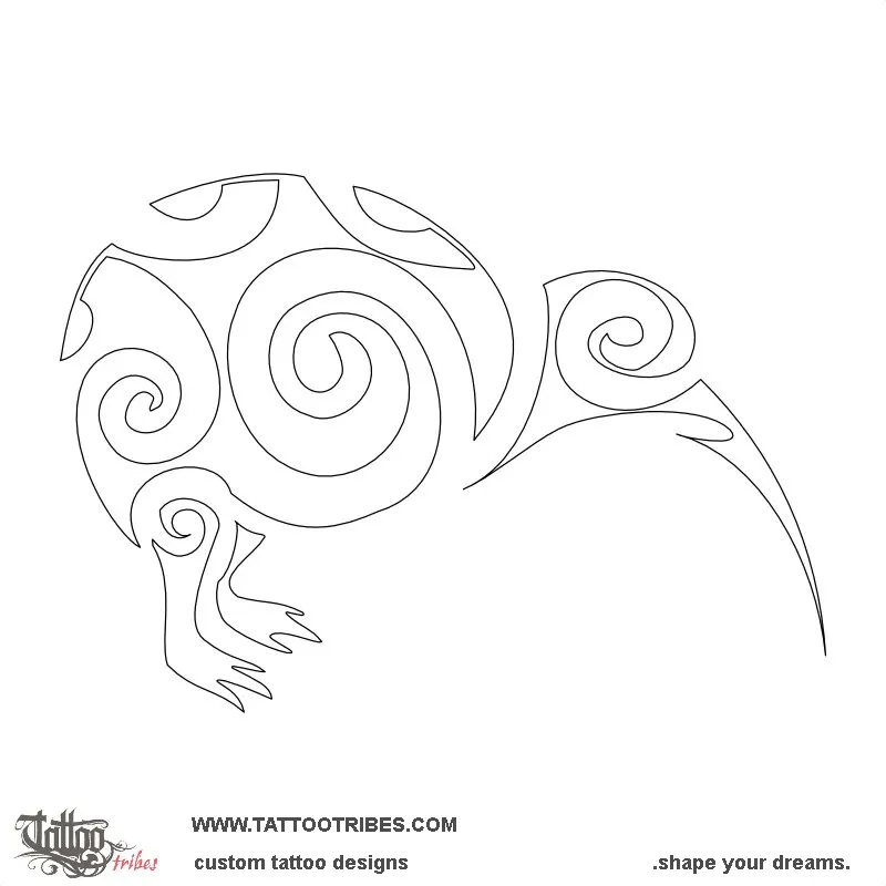 Stencil outline of Kiwi bird, Generosity