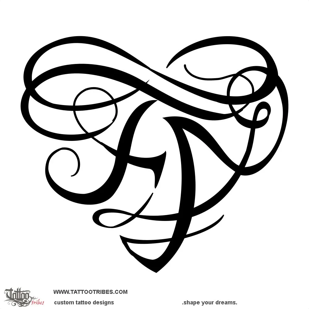 Tattoo image of F+A heart, Eternal bond