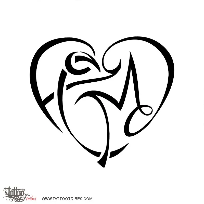 Tattoo image of F+C+M+D heart, Union