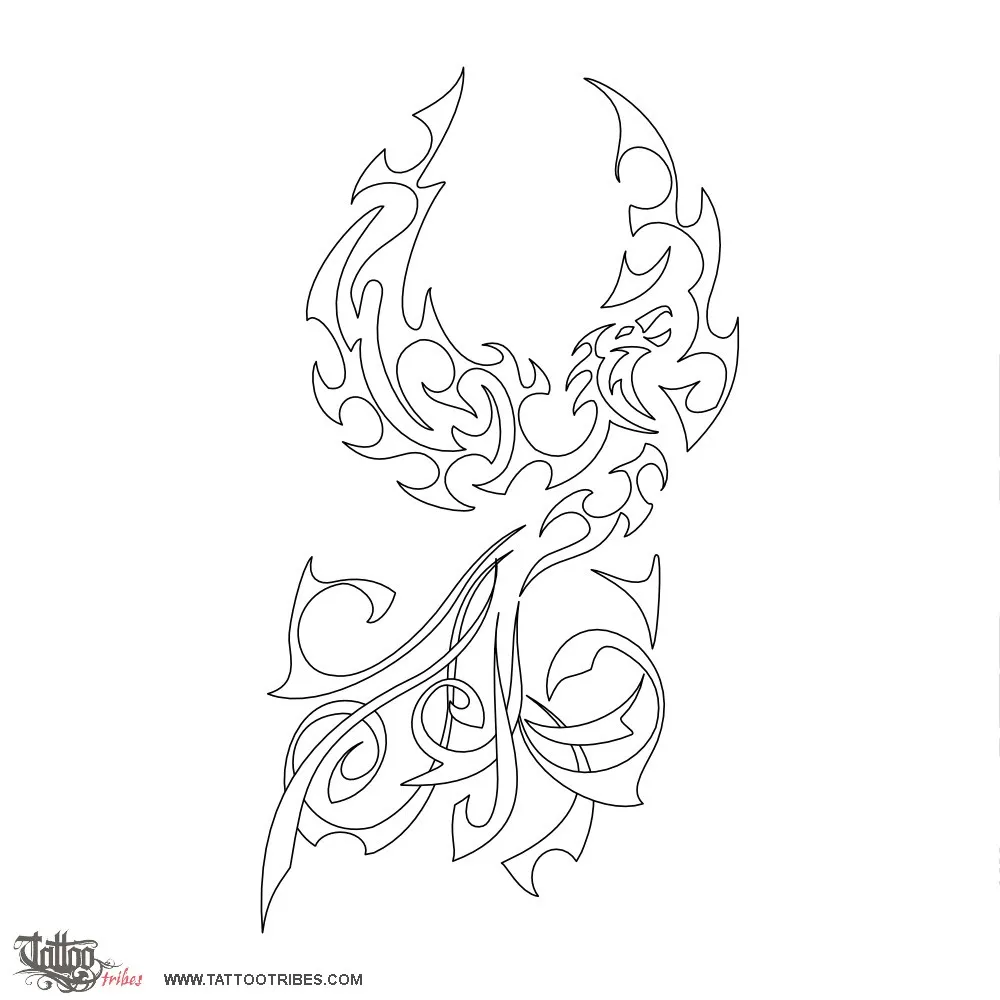 Stencil outline of Tribal phoenix, Rebirth