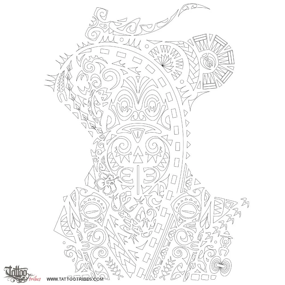 Stencil outline of Ngarahu, Chief warrior