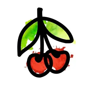 Minimalist cherries tattoo with watercolor and bold
lines