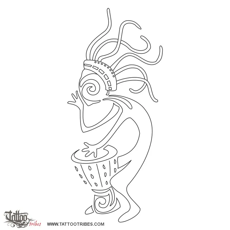 Stencil outline of Rasta Kokopelli, Music, voyage