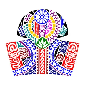 Marquesan peaceful warrior half sleeve
tattoo