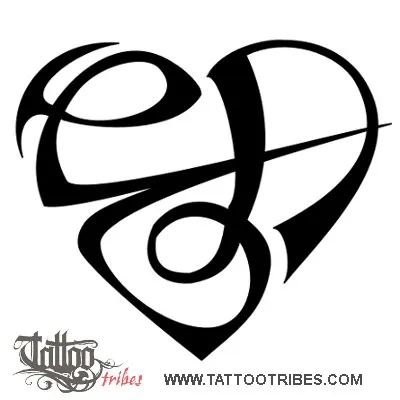 Tattoo image of E+A heart, Bond, love
