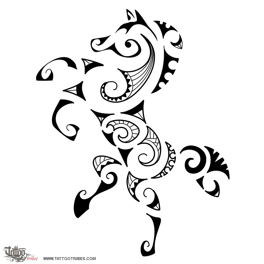 Tattoo image of Maori style horse, Maori series: EARTH