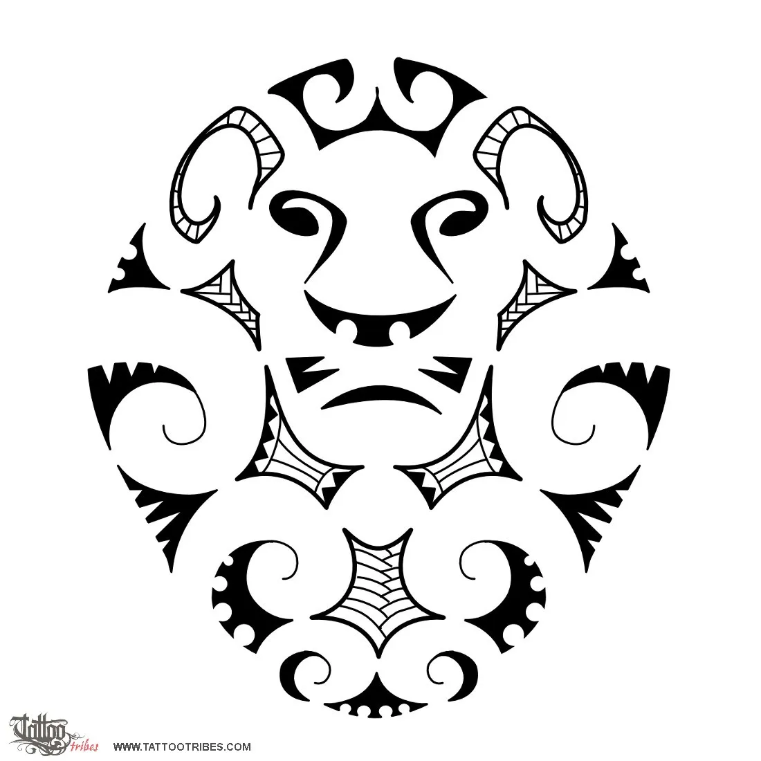 Tattoo image of Maori style lion, Maori series: EARTH