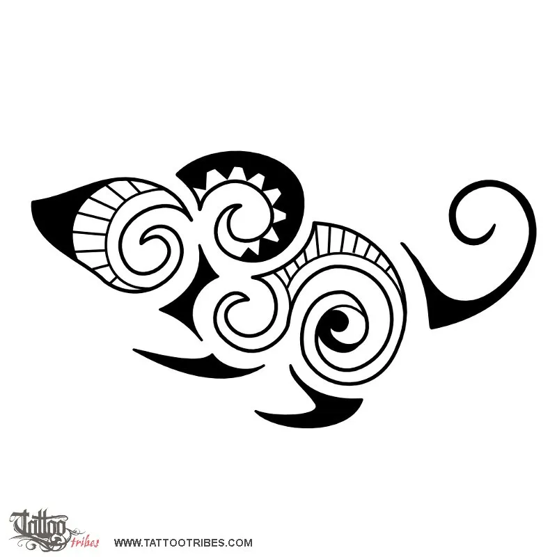 Tattoo image of Maori style mouse, Maori series: EARTH