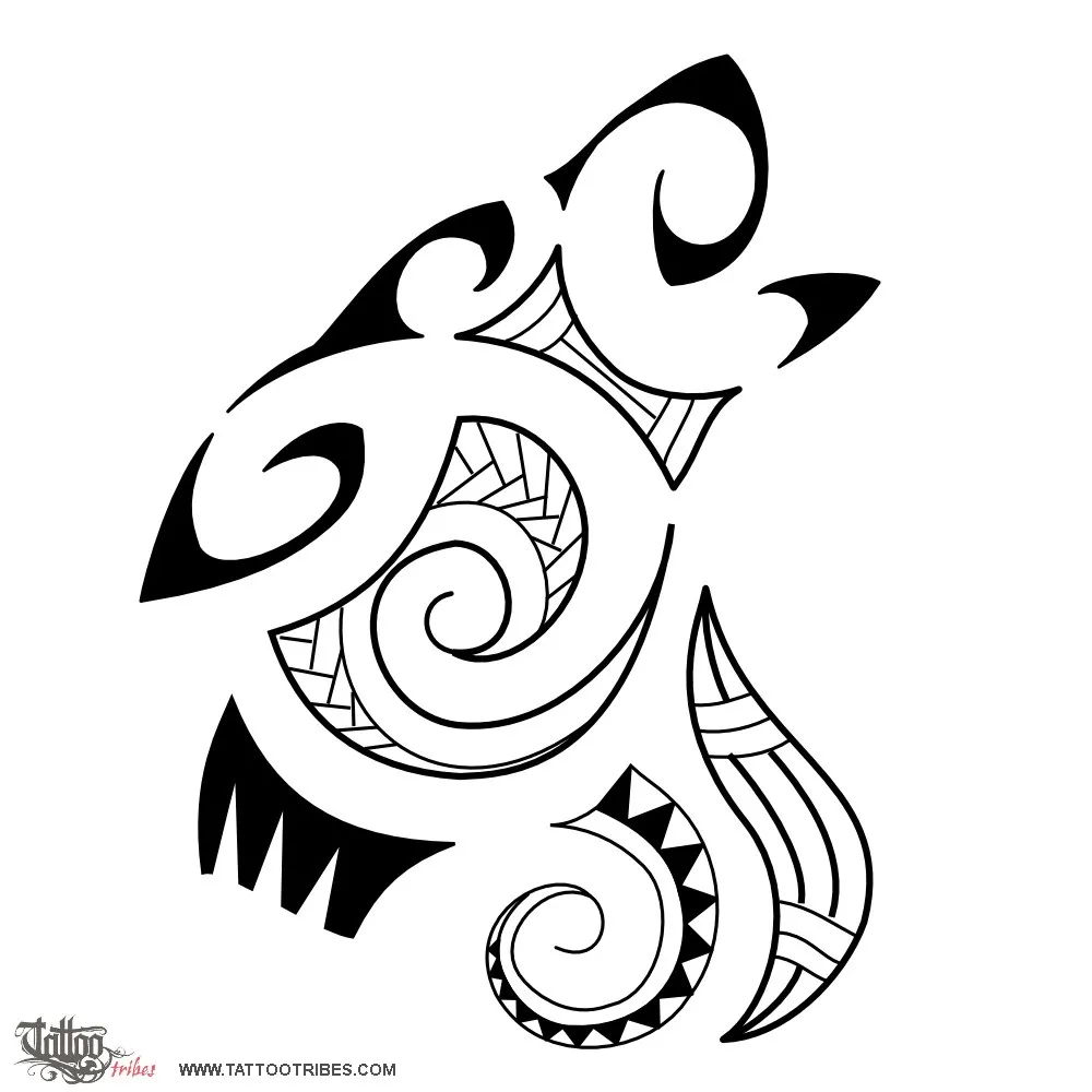 Tattoo image of Maori style wolf, Maori series: EARTH