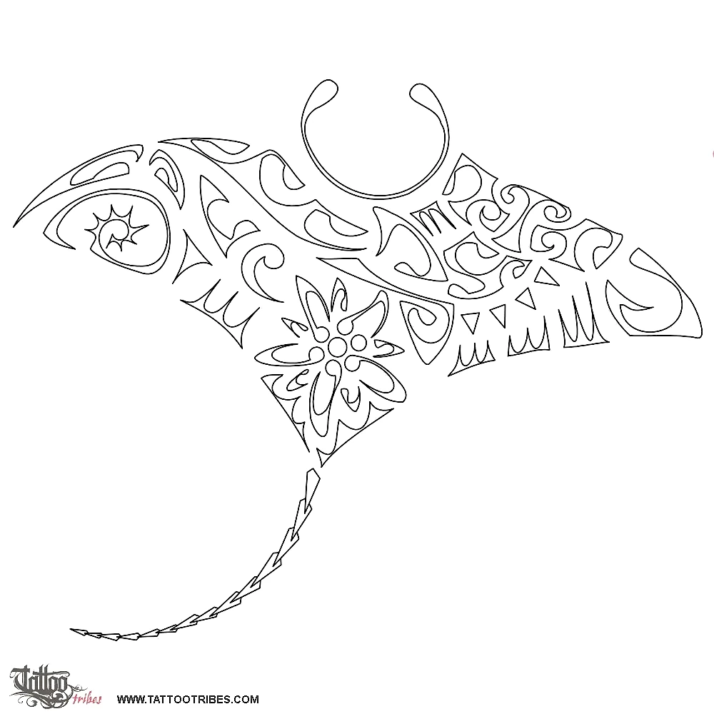 Stencil outline of Edelweiss manta, Mountains and sea