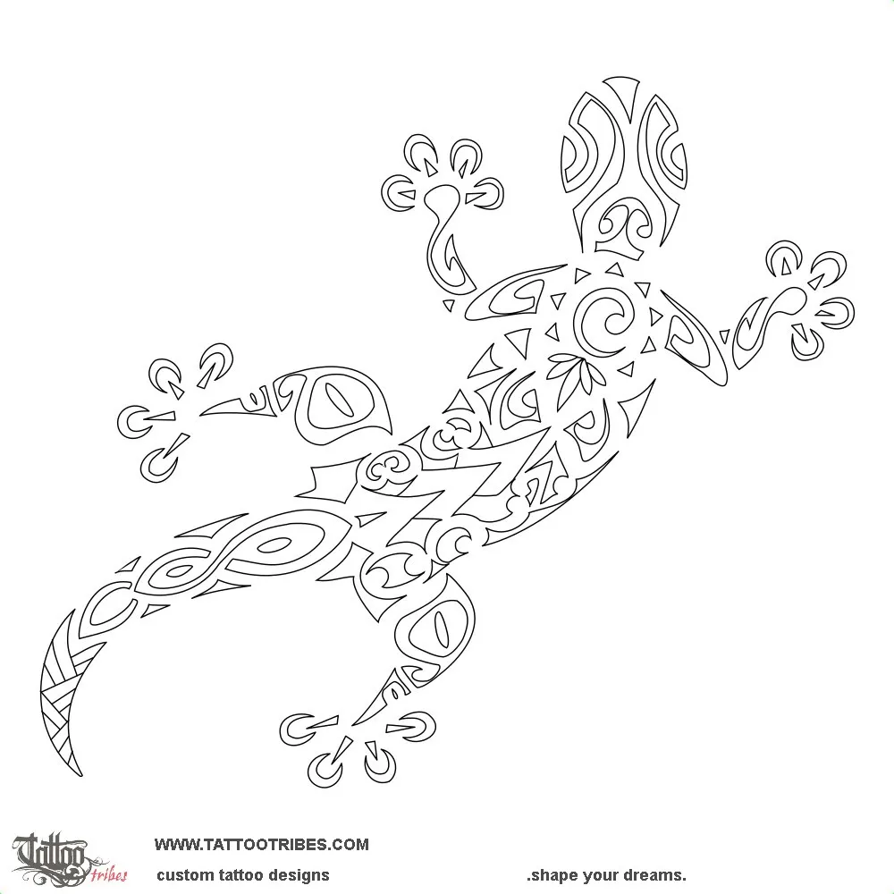Stencil outline of ´ārara, Gecko