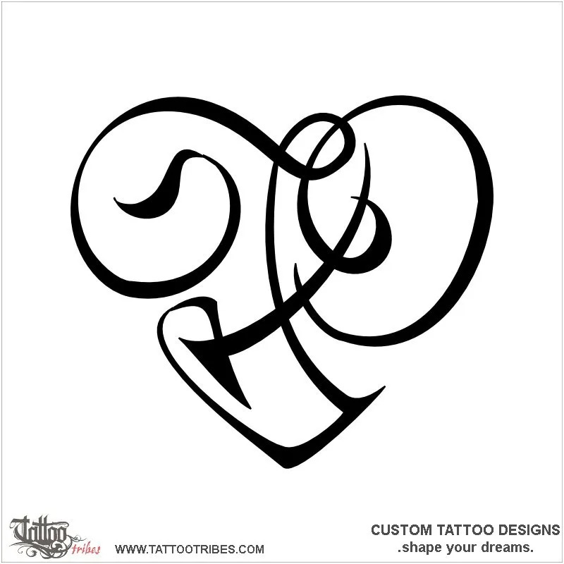 Tattoo image of F+P heart, Bond