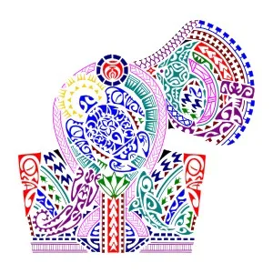 Polynesian half sleeve and shoulder blade
tattoo