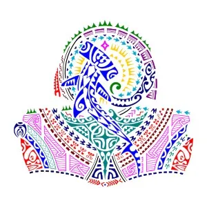 Fighting spirit Polynesian half sleeve
tattoo