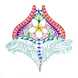 Mixed Polynesian feminine manta ray
tattoo