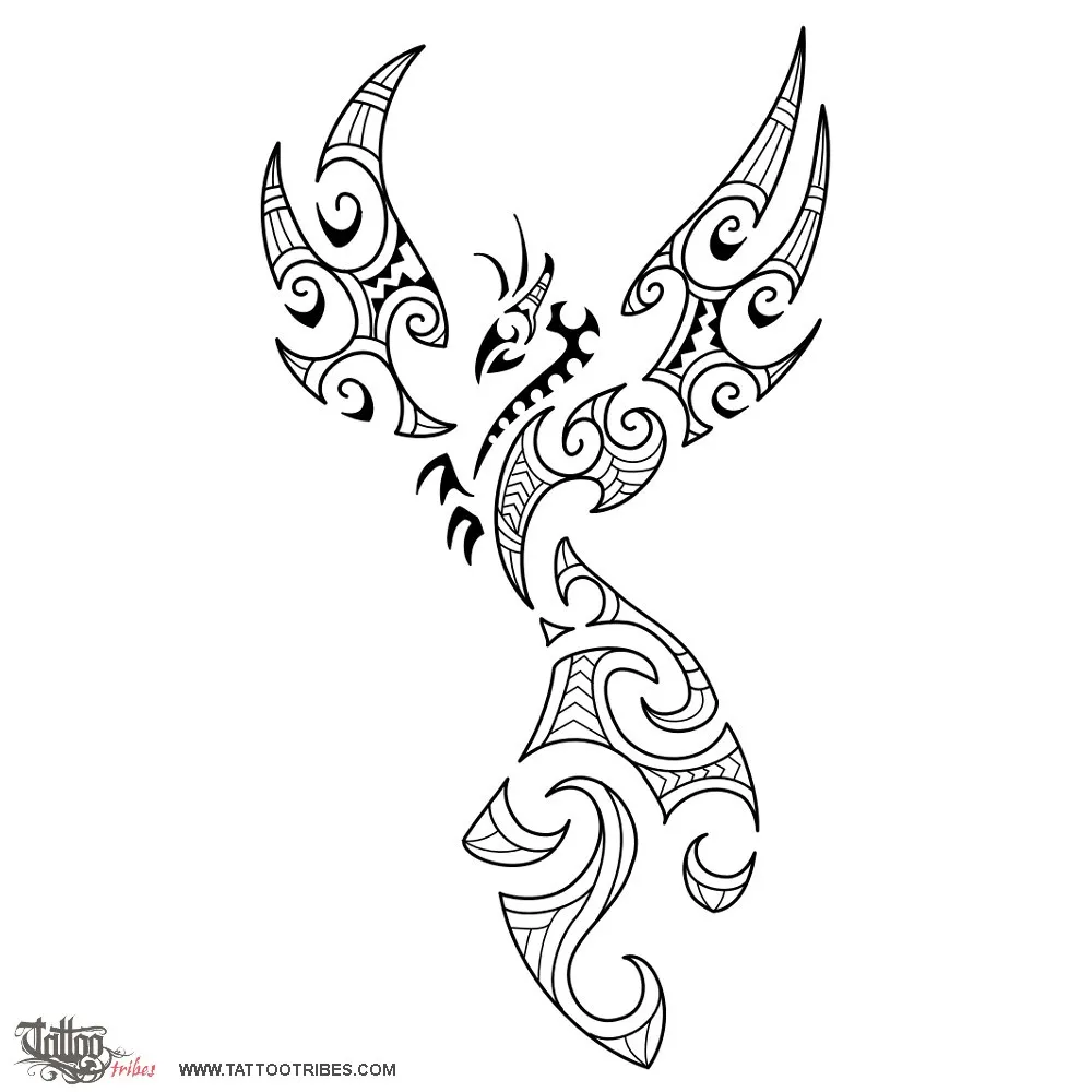 Tattoo image of Maori style phoenix
